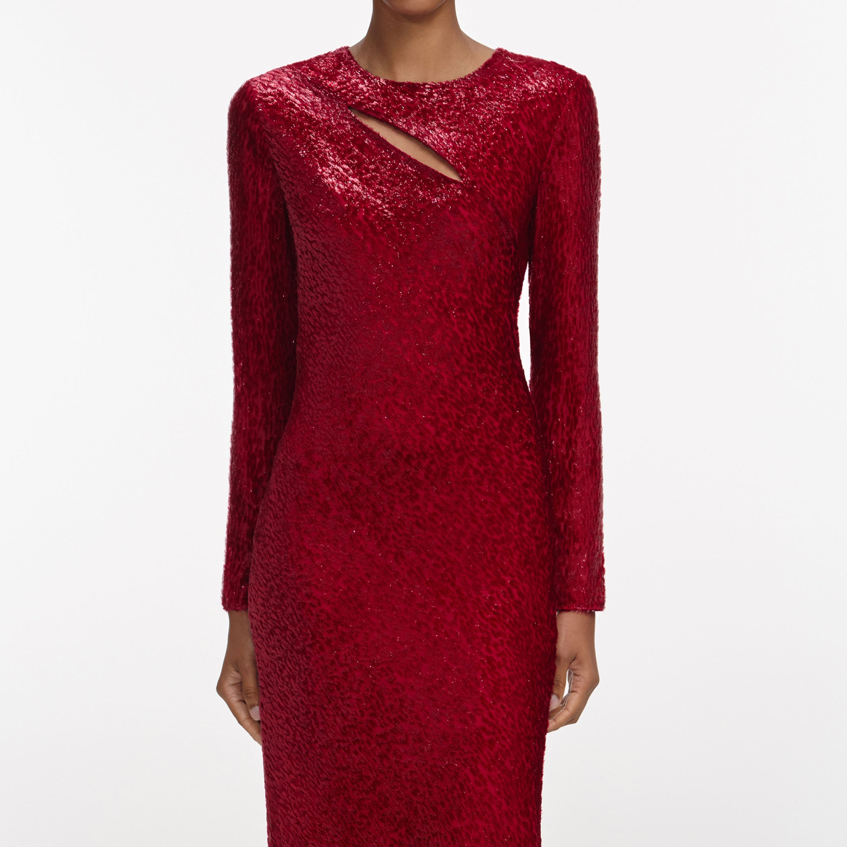 Red Fil Coupe Midi Dress – self-portrait-US