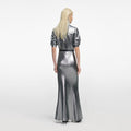 Silver Metallic Crinkle Maxi Dress