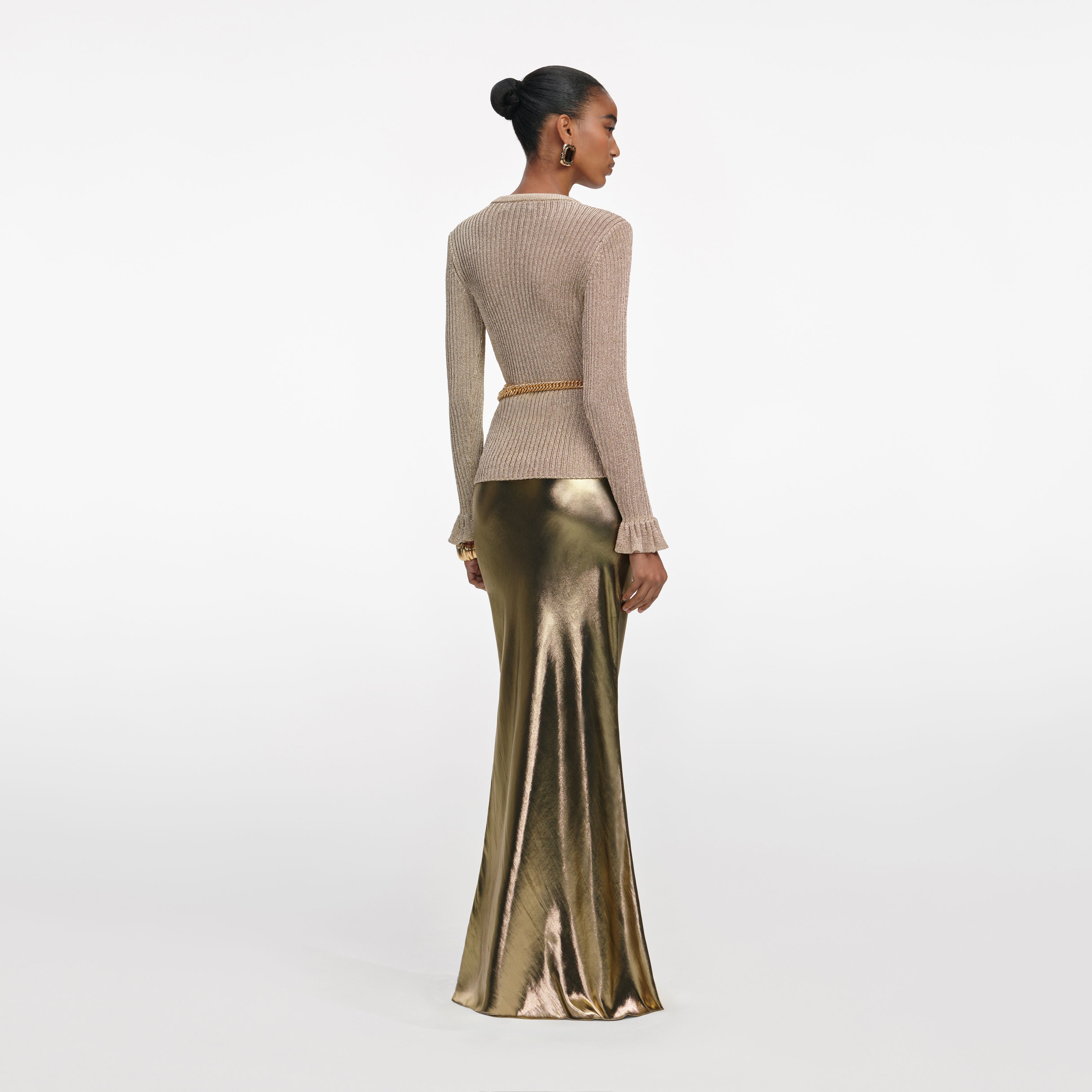 Gold Metallic Maxi Skirt