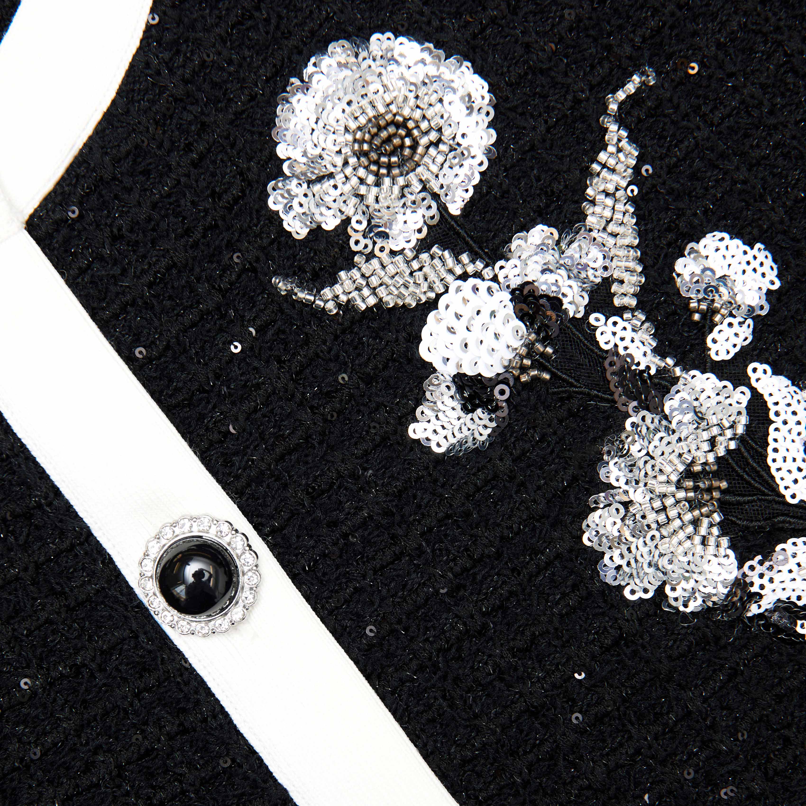 Black Floral Textured Knit Jacket