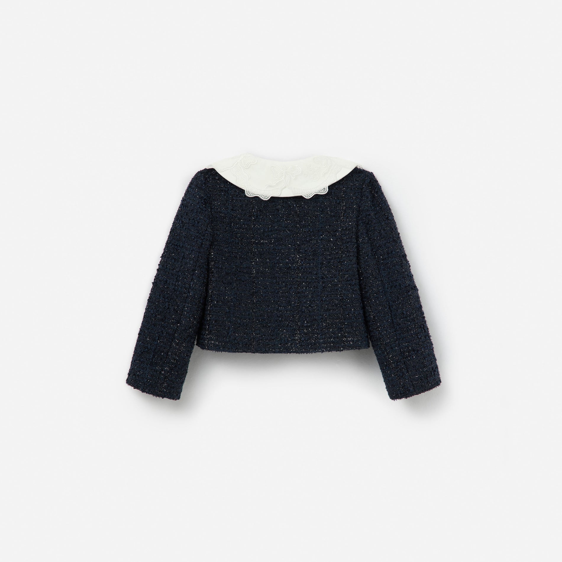 Navy Boucle Collared Jacket