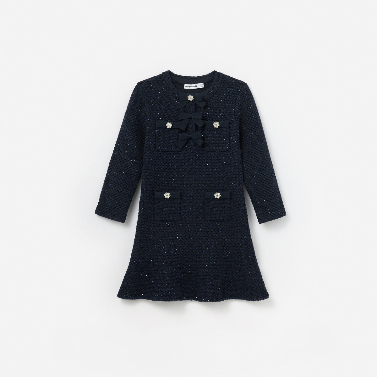self-portrait - Navy Knit Long Sleeve Dress - Age 5/6 self-portrait - Navy Knit Long Sleeve Dress - Age 5/6