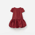 Burgundy Taffeta Short Sleeve Dress