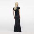 Black Sequin Boucle Satin Maxi Dress