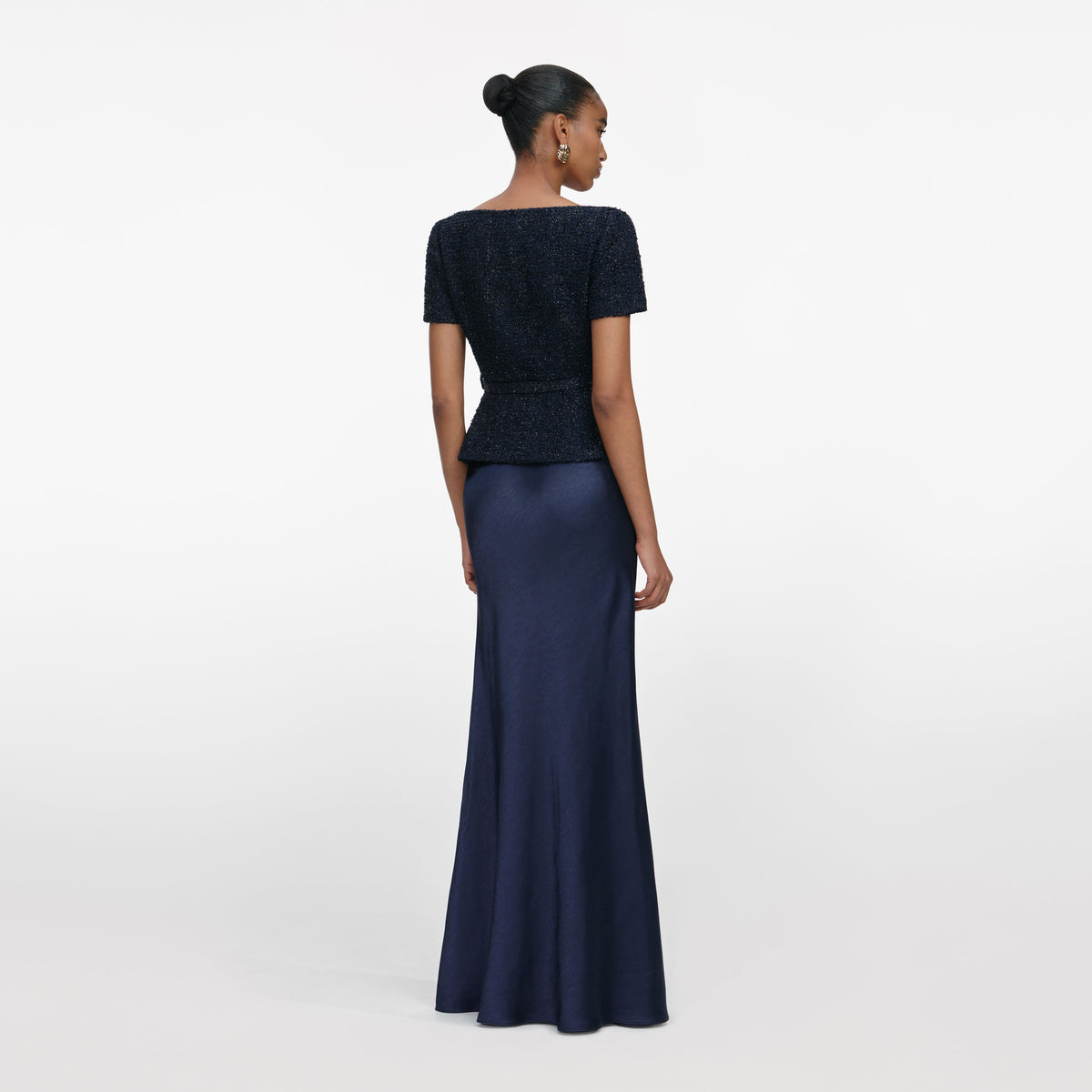 self portrait navy metallic boucle maxi dress Rent Navy Metallic Boucle Maxi Dress - Self-Portrait