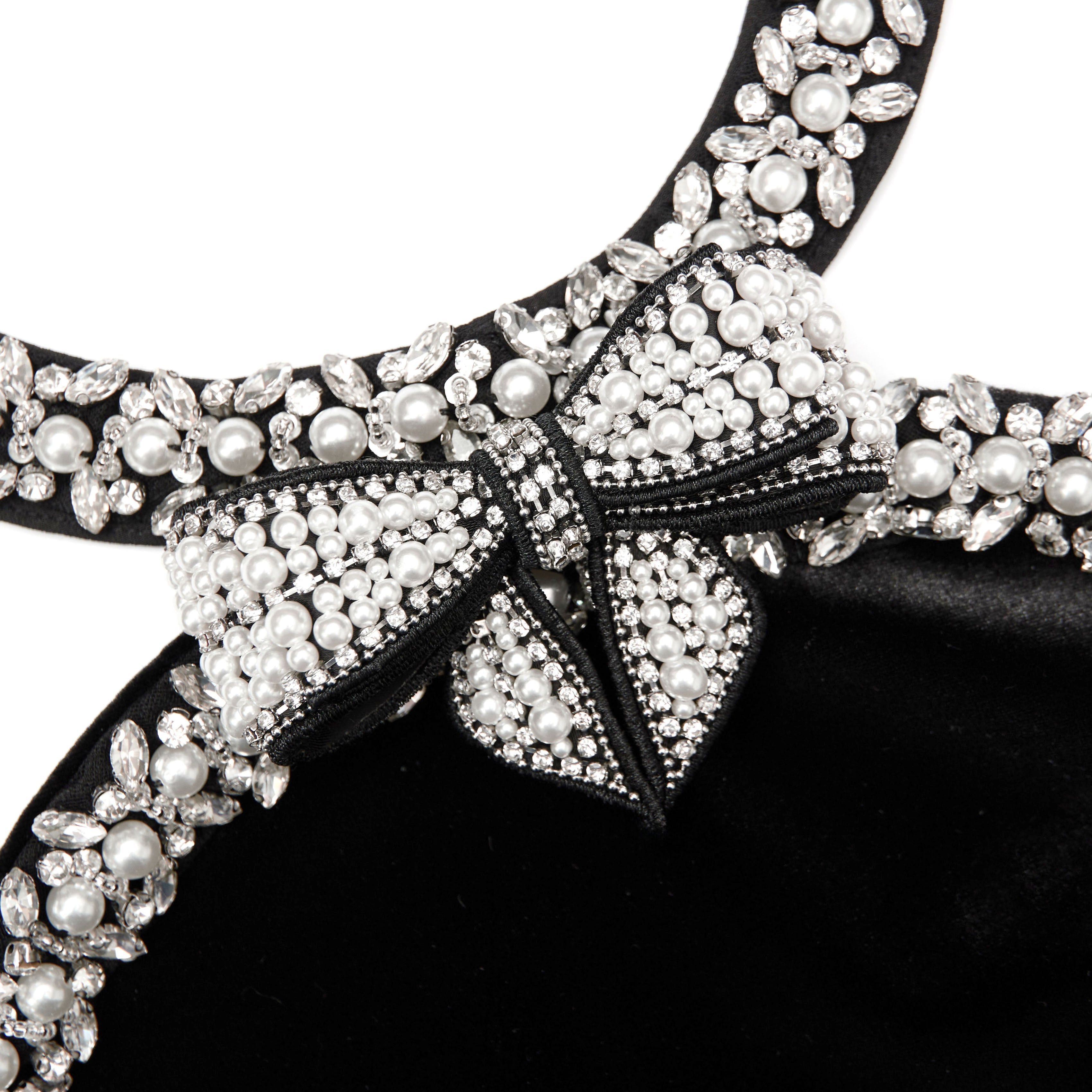 Black Velvet Crystal Trim Mini Dress