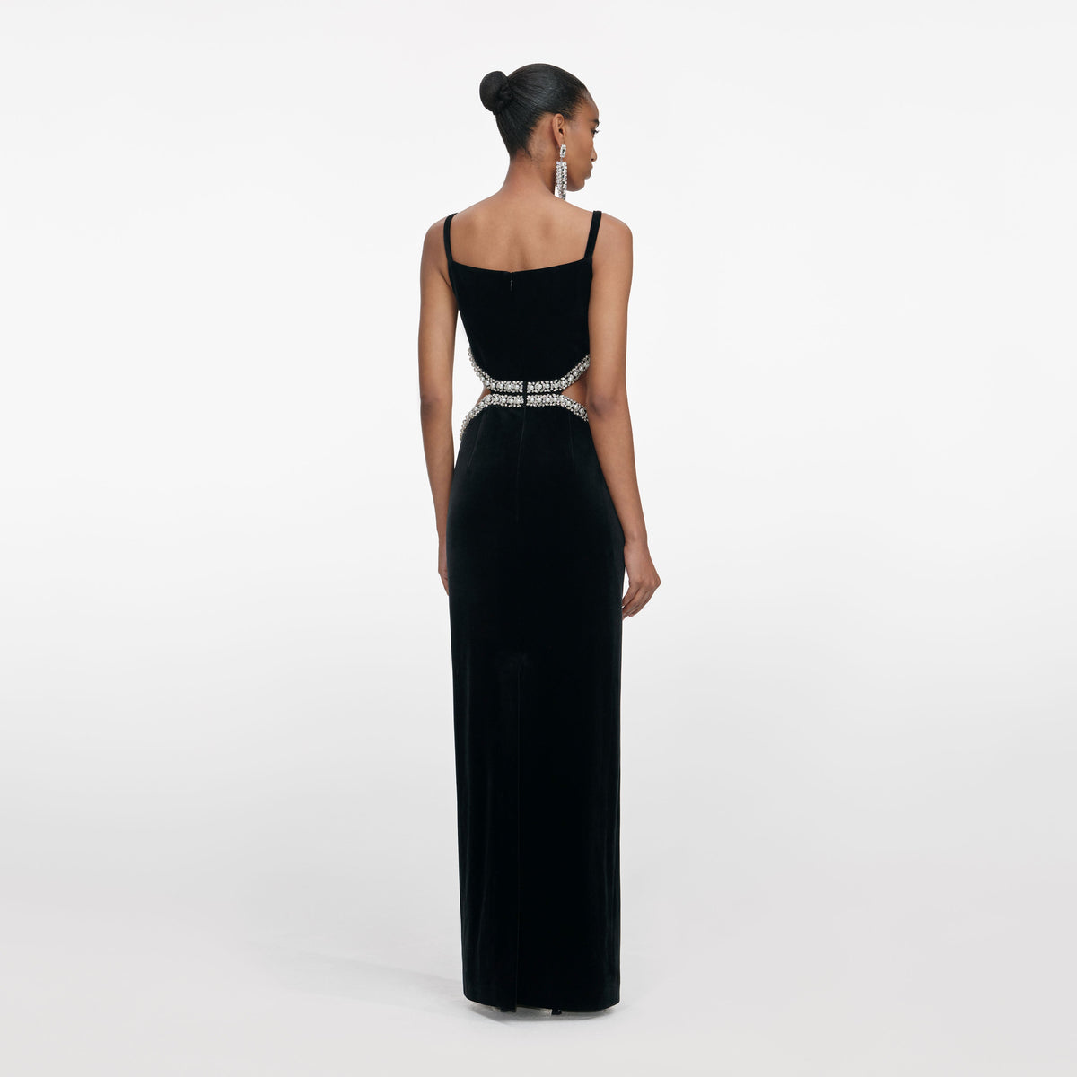 Self-Portrait - Black Velvet Cut Out Maxi Dress