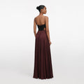 Brown Satin Lace Maxi Dress