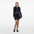Navy Textured Knit Mini Skirt
