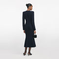 Navy Textured Knit Midi Dress