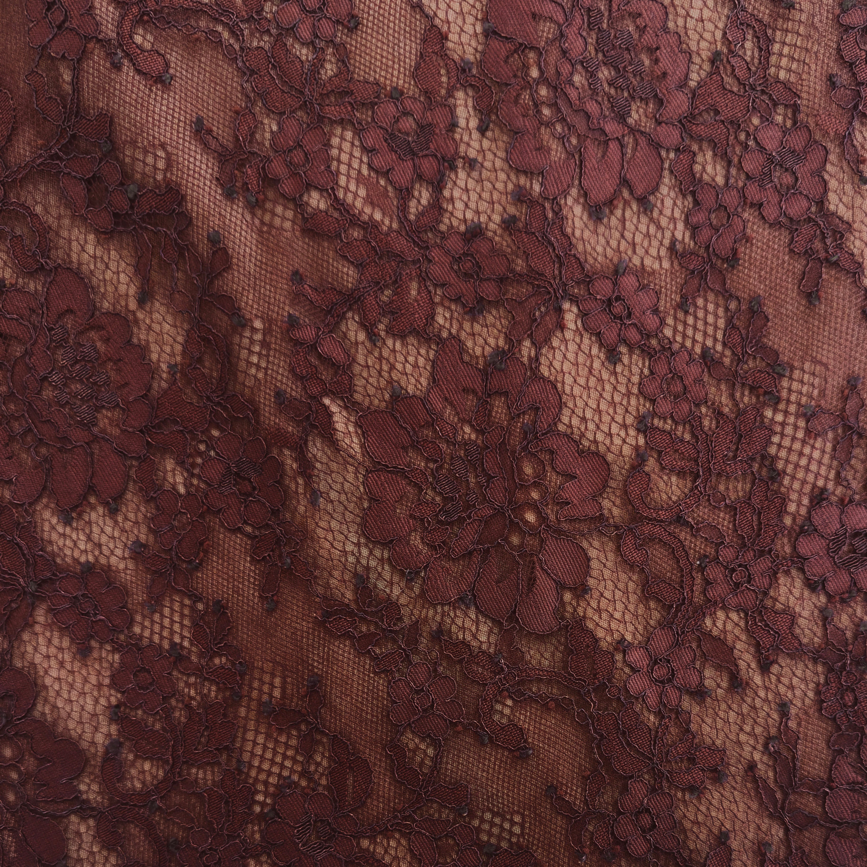 Brown Floral Lace Midi Skirt