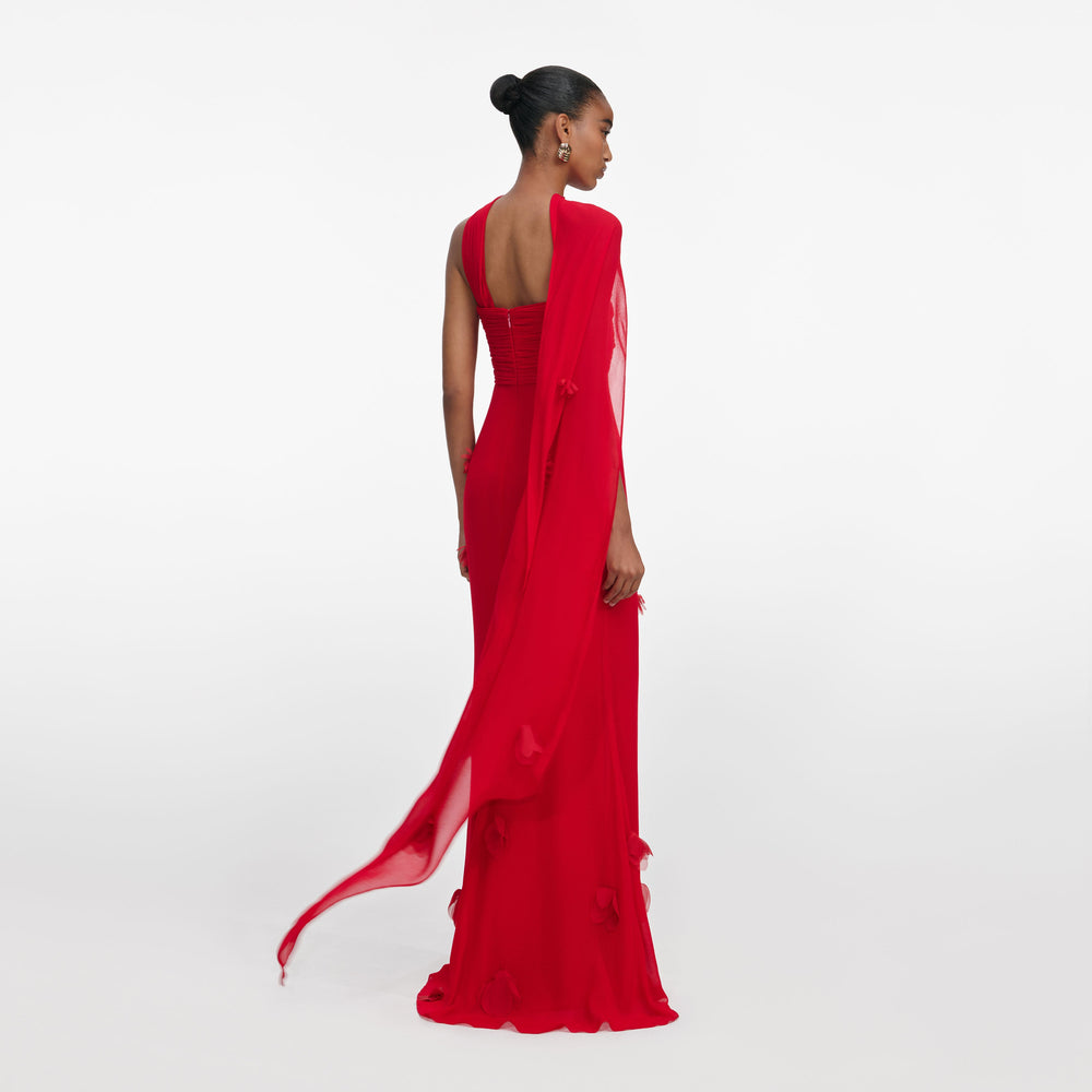 Lace-up Maxi Dress in Georgette