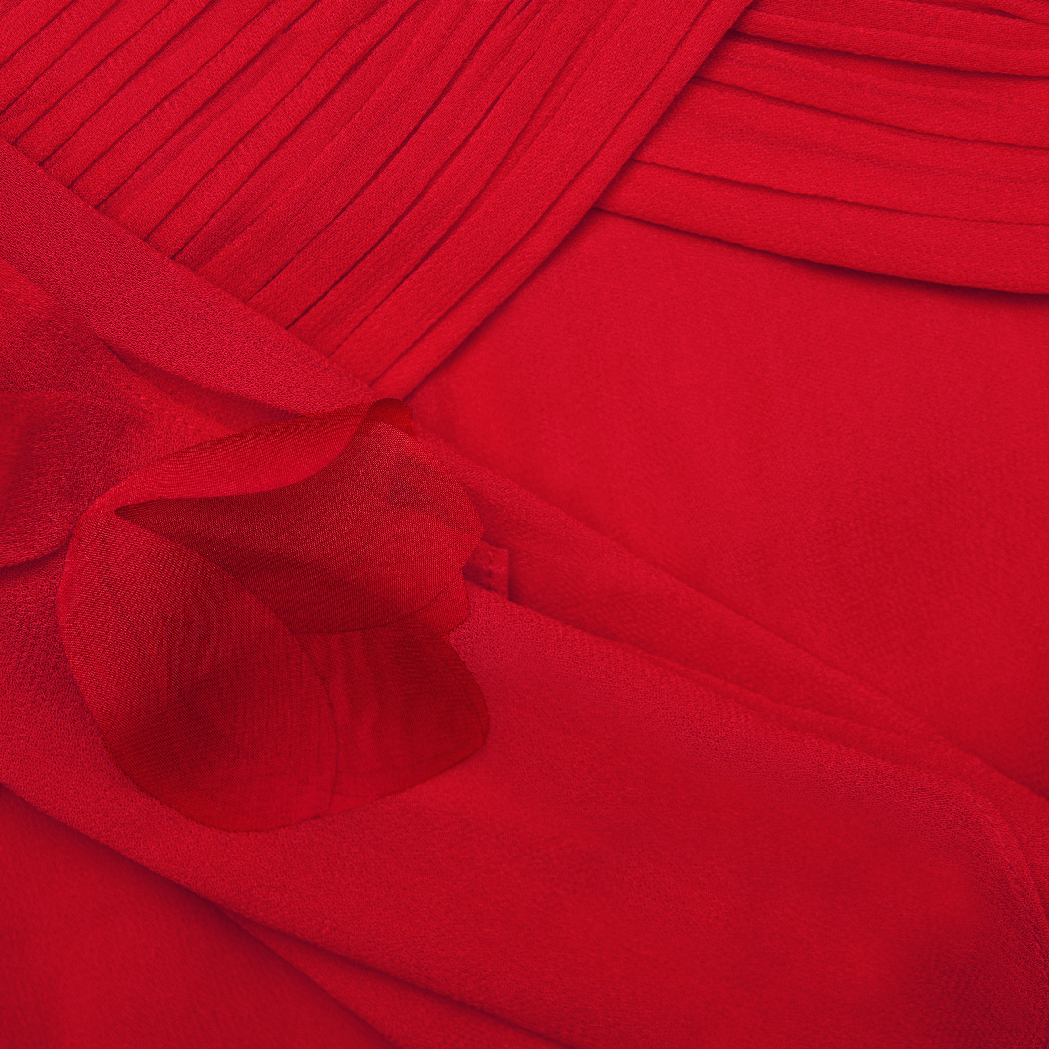 Red Georgette Flower Maxi Dress