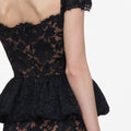 Black Fine Lace Peplum Midi Dress