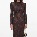 Brown Sequin Lace Maxi Dress