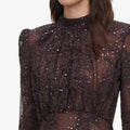 Brown Sequin Lace Maxi Dress