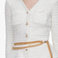 Cream Textured Knit Cardigan