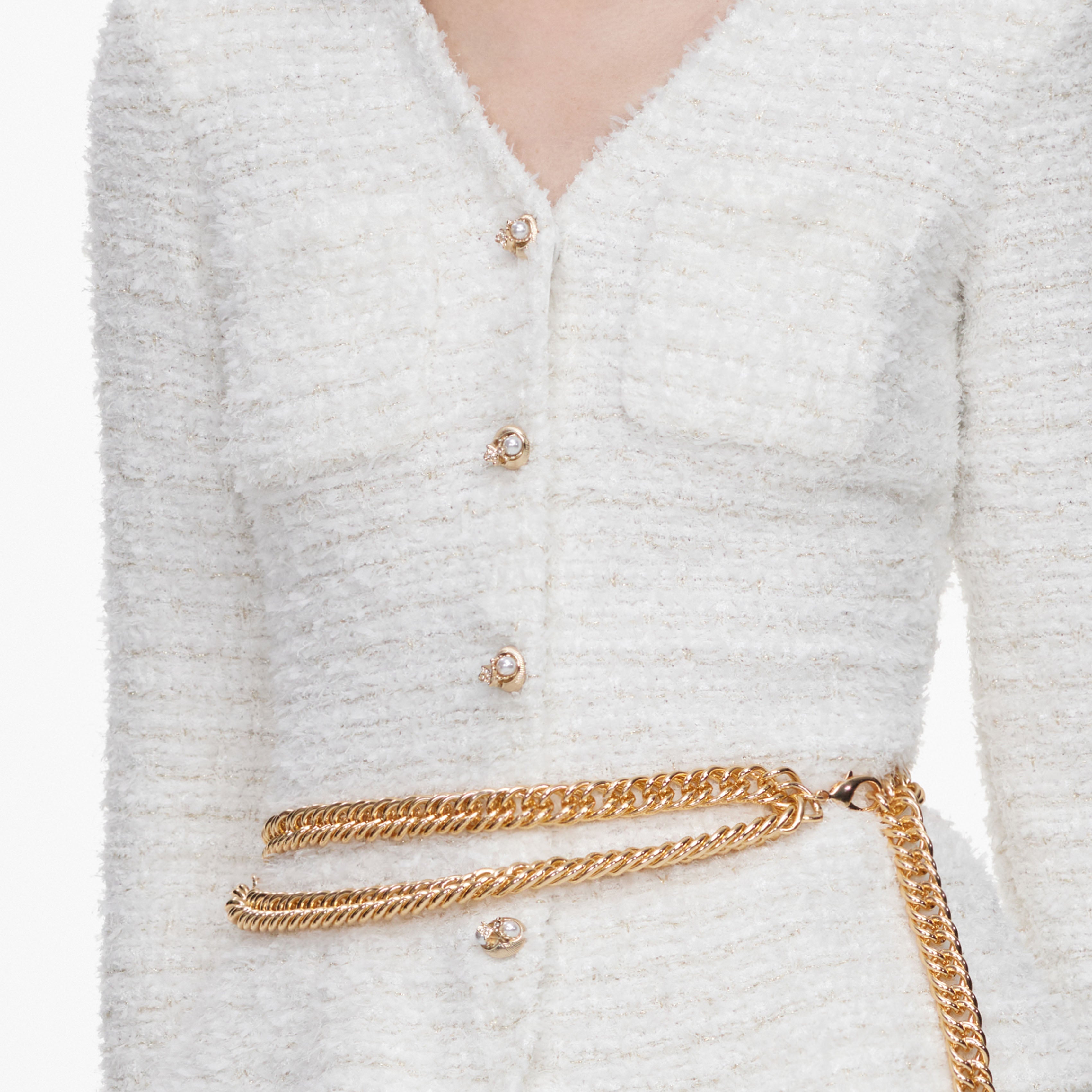 Cream Textured Knit Cardigan