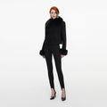 Black Wool Fur Cuff Jacket