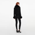 Black Wool Fur Cuff Jacket