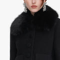 Black Wool Fur Cuff Jacket