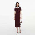 Burgundy Textured Knit Midi Dress