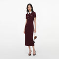 Burgundy Textured Knit Midi Dress