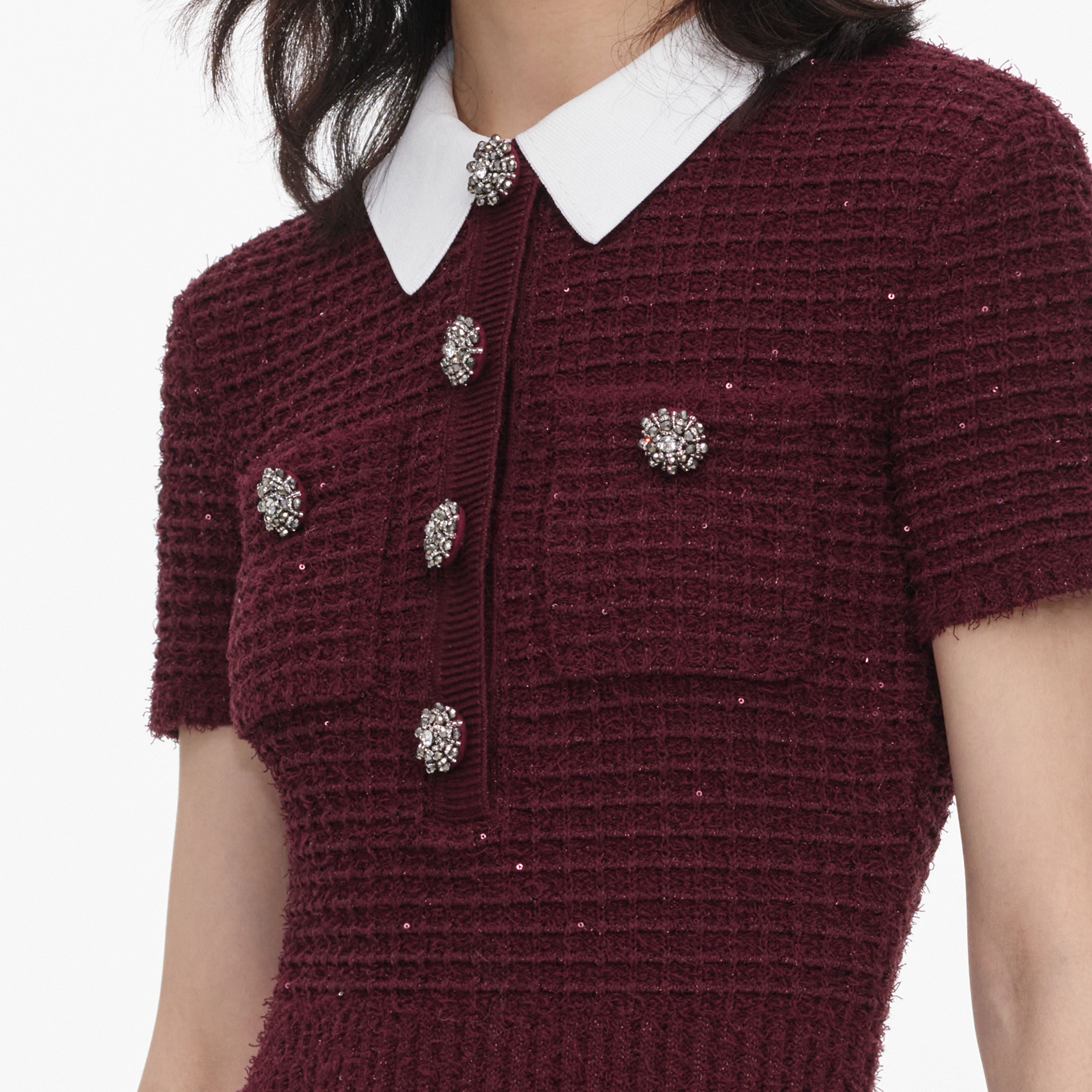 Burgundy Textured Knit Midi Dress