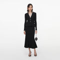 Black Lurex Rib Knit Midi Dress