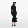 Black Lurex Rib Knit Midi Dress
