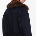 Navy Wool Fur Trim Jacket