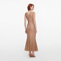 Champagne Rhinestone Fishnet Midi Dress
