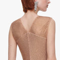 Champagne Rhinestone Fishnet Midi Dress