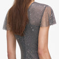 Grey Rhinestone Fishnet Maxi Dress