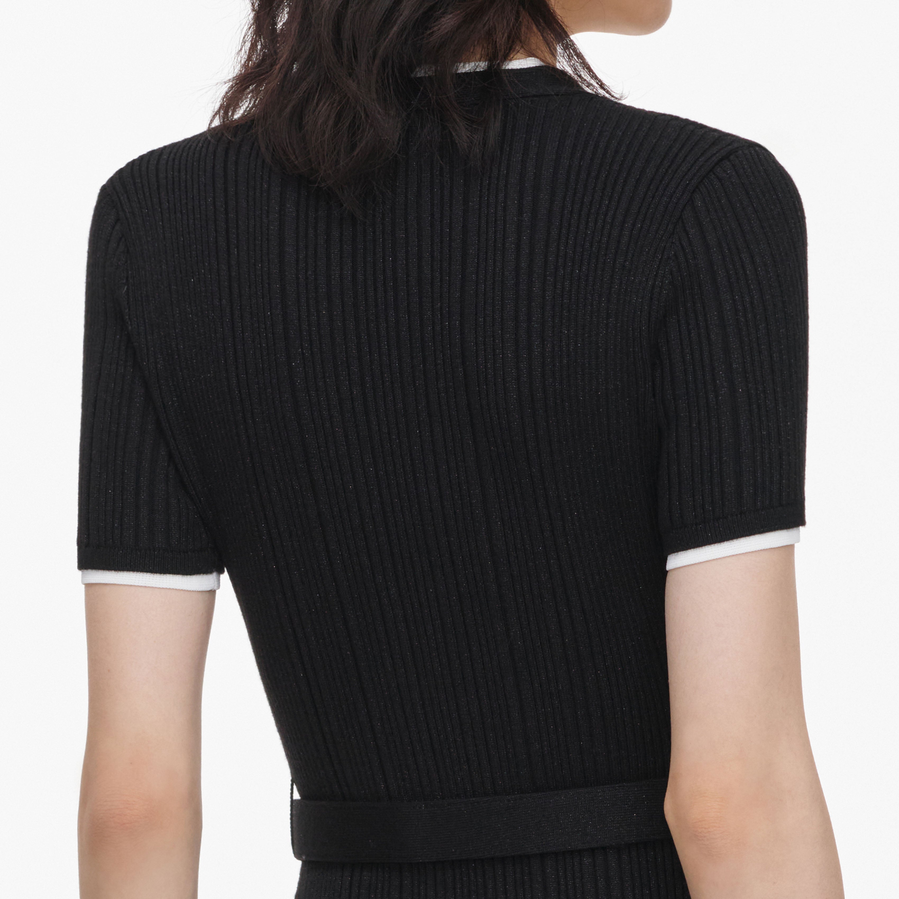 Black Rib Knit Midi Dress