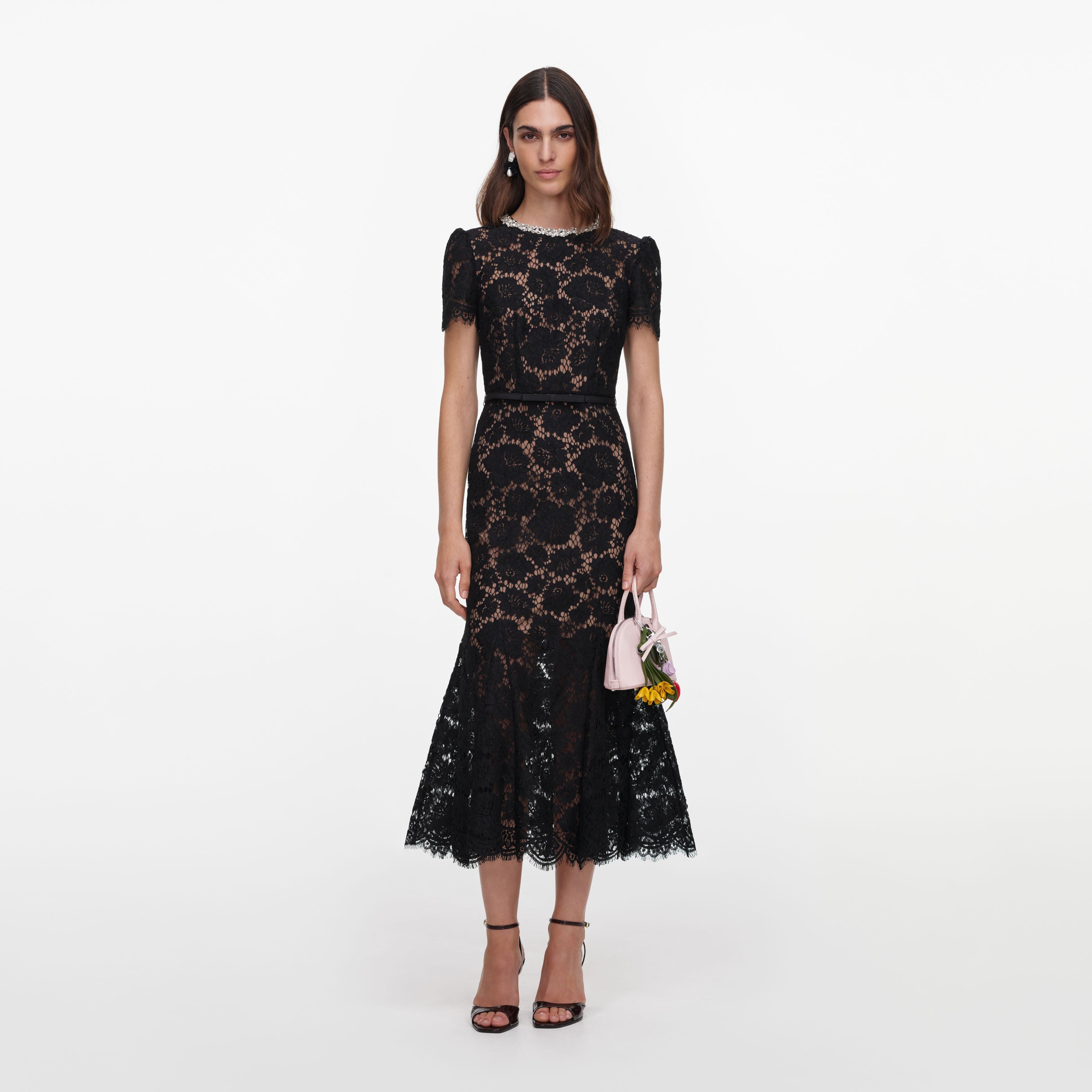 Black Lace Midi Dress