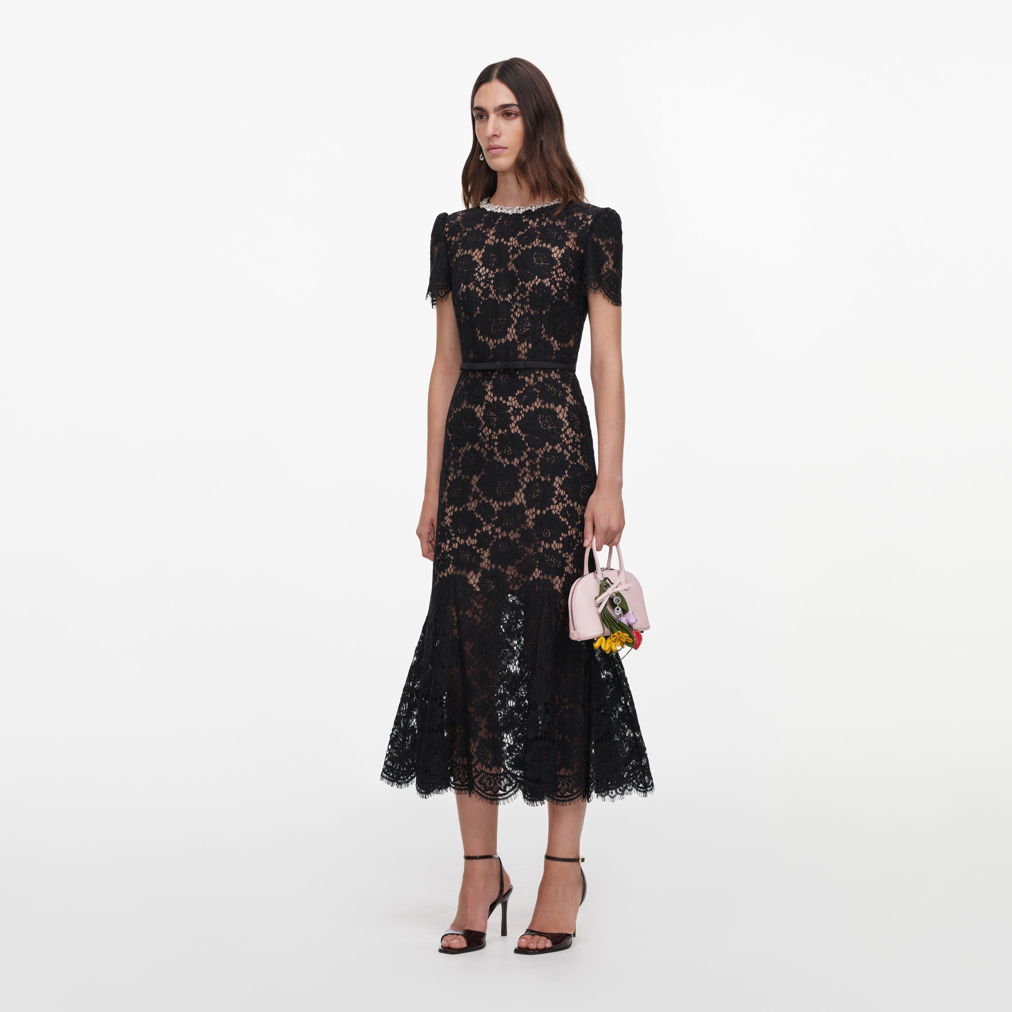 Black Lace Midi Dress