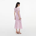Pink Sequin Lace Midi Dress