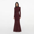 Burgundy Sequin Lace Maxi Dress