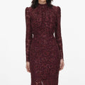 Burgundy Sequin Lace Maxi Dress