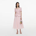 Pink Sequin Boucle Midi Dress