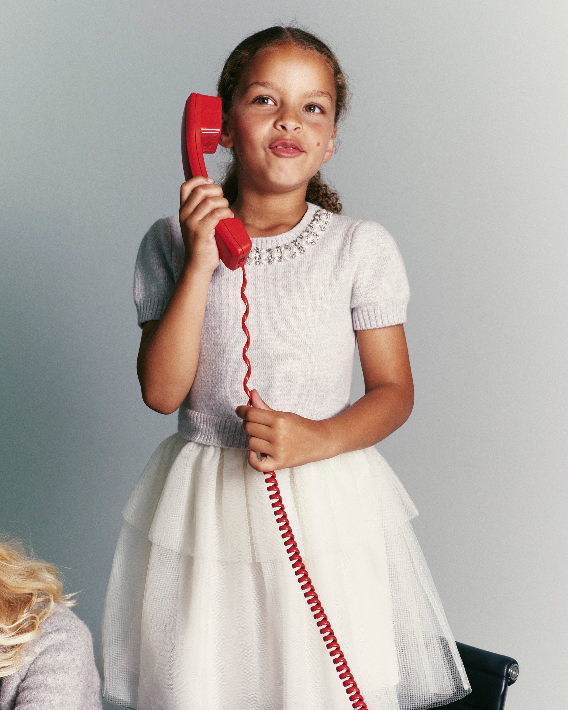 Grey Knit Tulle Dress