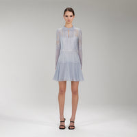 Light Blue Lace Panel Mini Dress