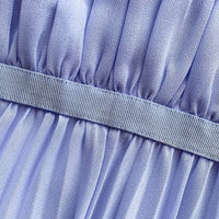 Lilac Chiffon Pleated Midi Dress