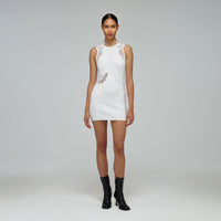 White Inserted Lace Knit Dress