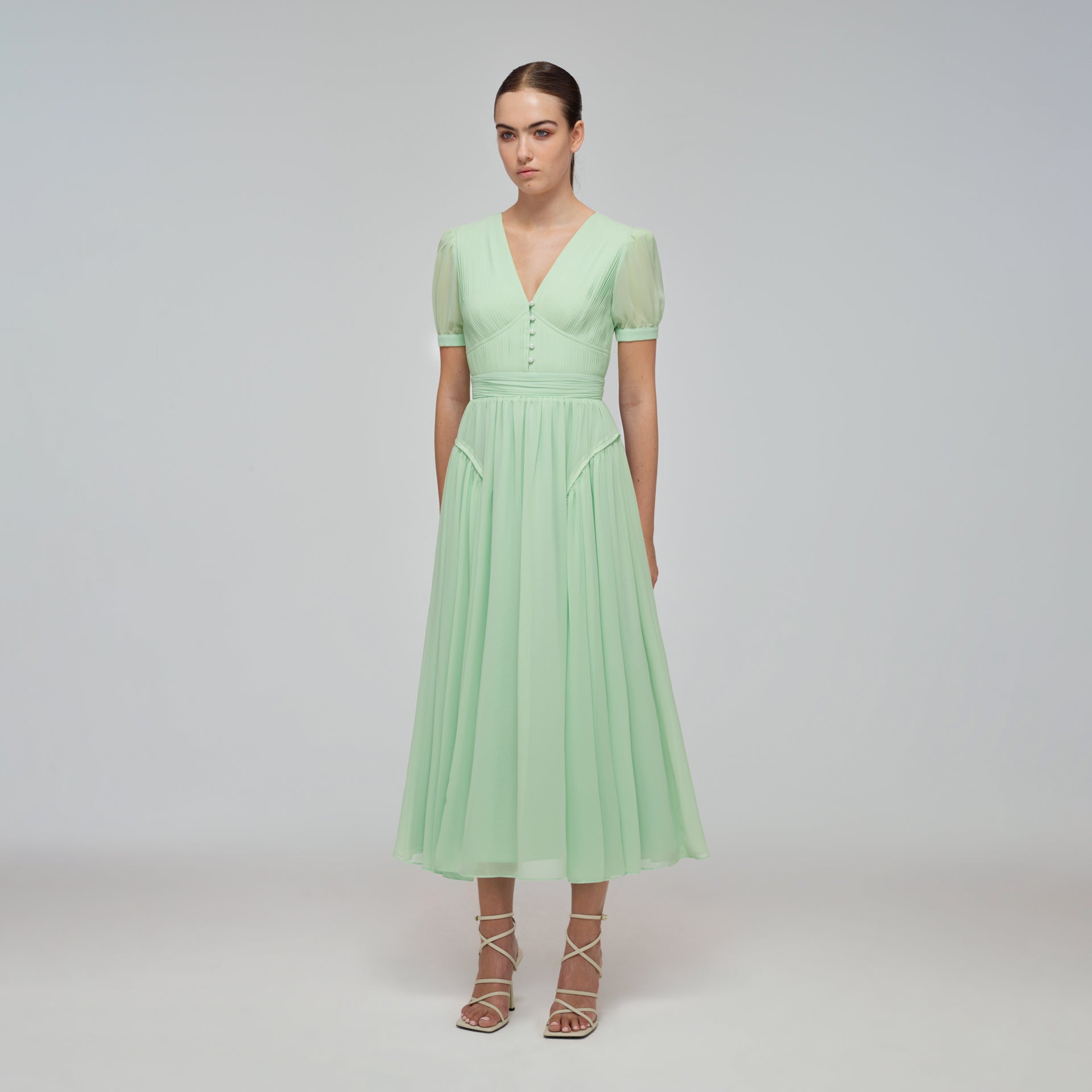 Spearmint Chiffon Midi Dress