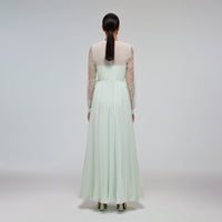 Mint Chiffon & Fine Lace Maxi Dress