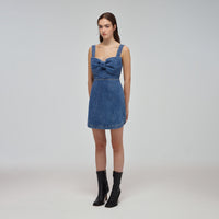 Blue Denim Bow Mini Dress