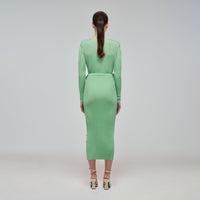 Spearmint Ribbed Knit Midi Dress