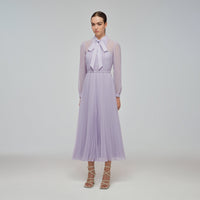 Lilac Chiffon Pussy Bow Dress